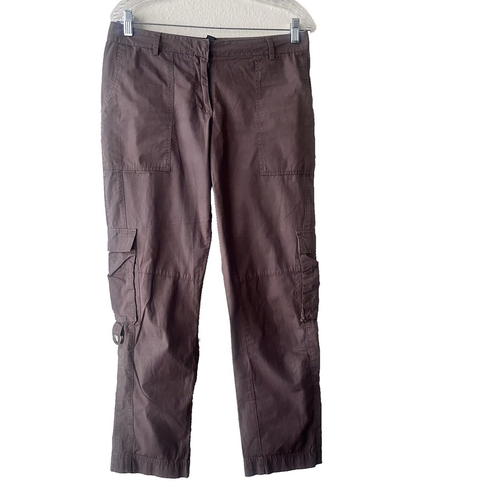 Kenneth Cole Cargo Pants Women Brown D-Ring‎ Utility Straight Leg 4
